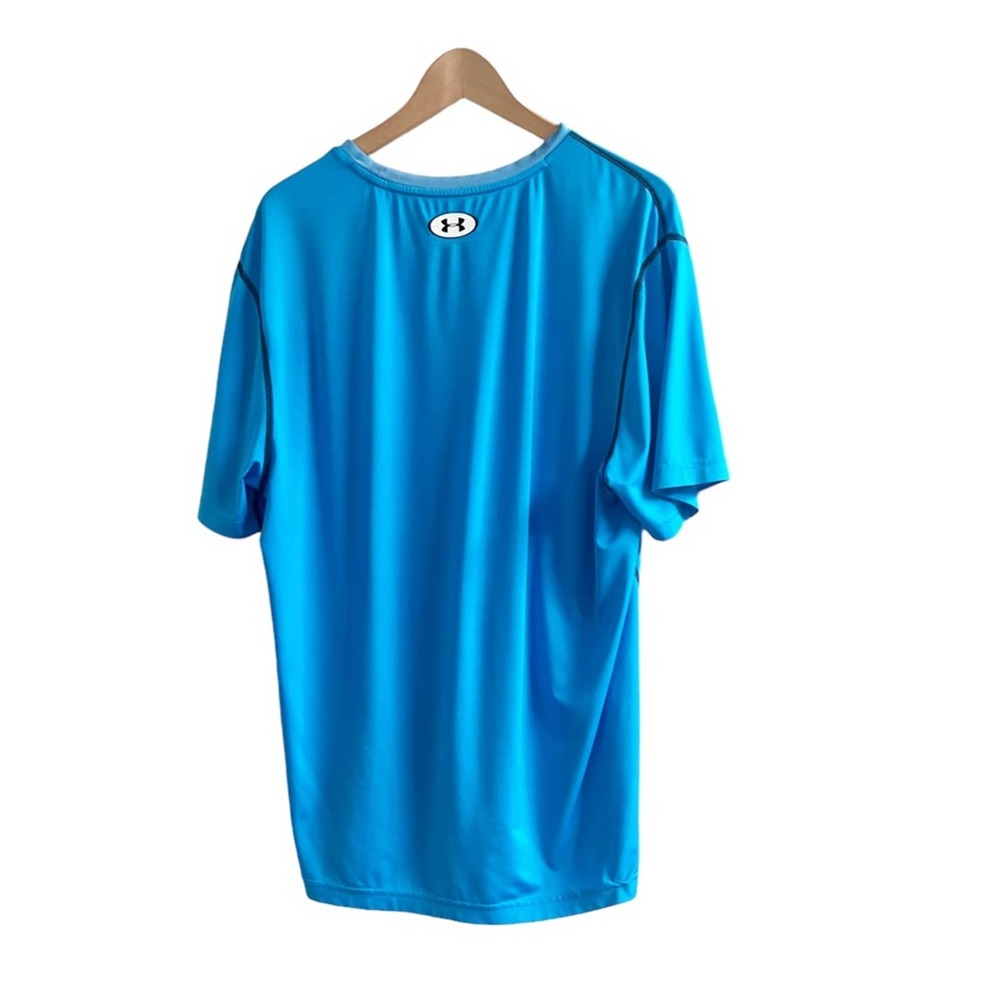 Under Armour Men’s Heat Gear Turquoise Athletic Tee Size XL Fitted Crewneck - Picture 2 of 9